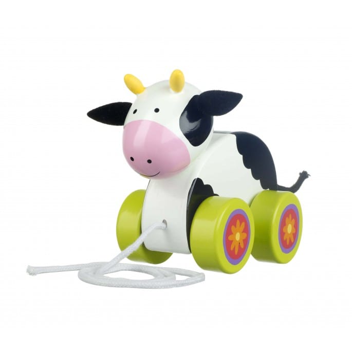 Plastic pull-along cow toy